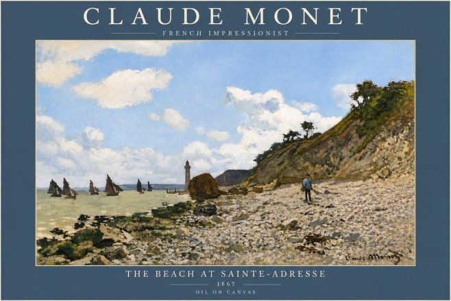 Monet The Beach at Sainte-adresse II No5 - Affiche