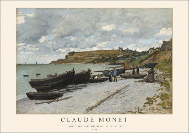 Monet Fishing Boats on the Beach at Pourville No1 - Affiche