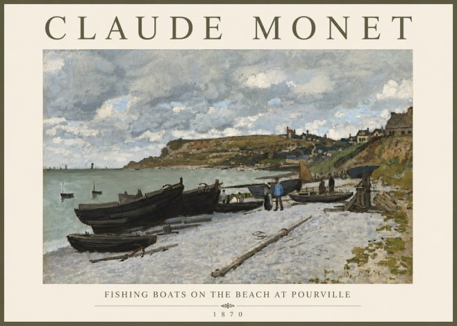 Monet Fishing Boats on the Beach at Pourville No4 - Affiche