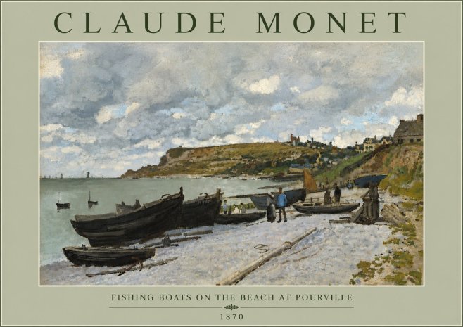 Monet Fishing Boats on the Beach at Pourville No6 - Affiche