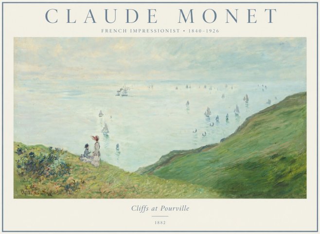 Monet Cliffs at Pourville I No1 - Affiche