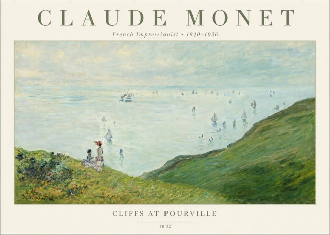 Monet Cliffs at Pourville I No2 - Affiche