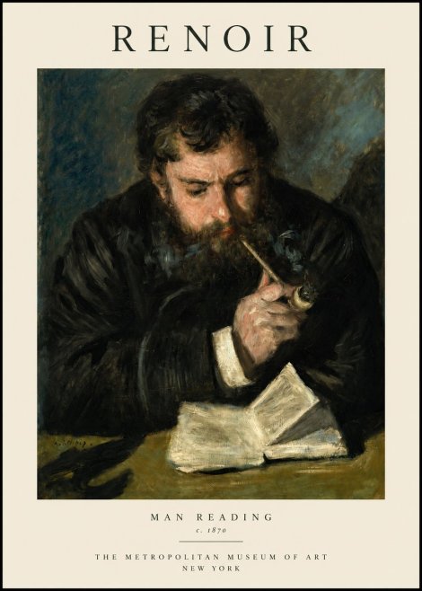 Renoir Man Reading No1 - Affiche