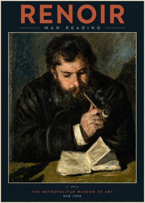 Renoir Man Reading No2 - Affiche