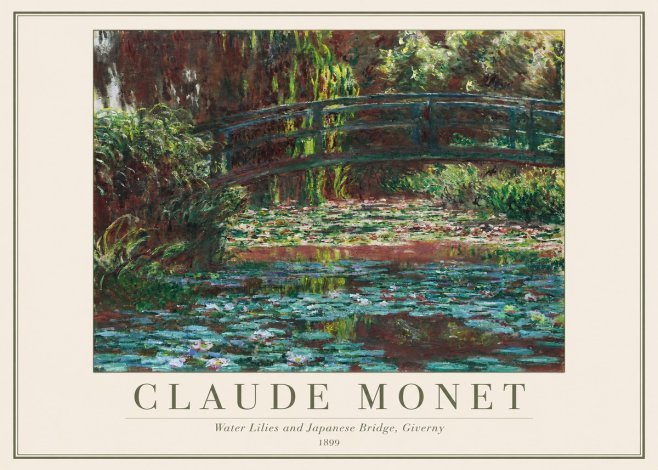 Monet Water Lilies and Japanese Bridge, Giverny No1 - Affiche