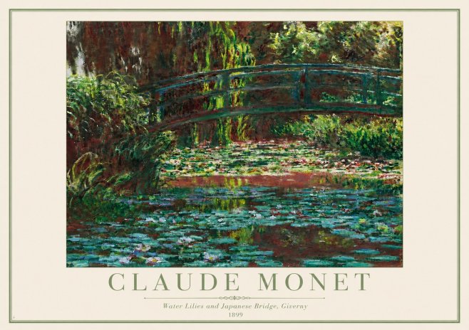 Monet Water Lilies and Japanese Bridge, Giverny No3 - Affiche