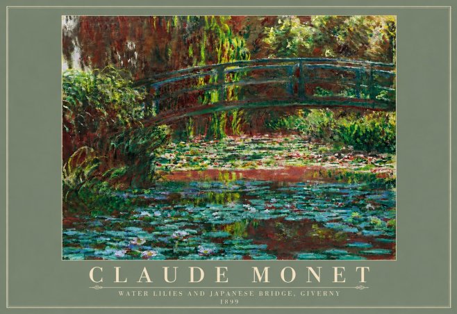 Monet Water Lilies and Japanese Bridge, Giverny No4 - Affiche