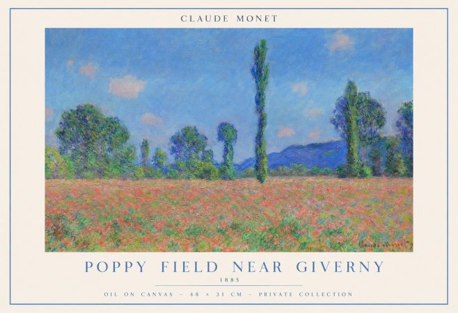 Monet Poppy Field Near Giverny No1 - Affiche