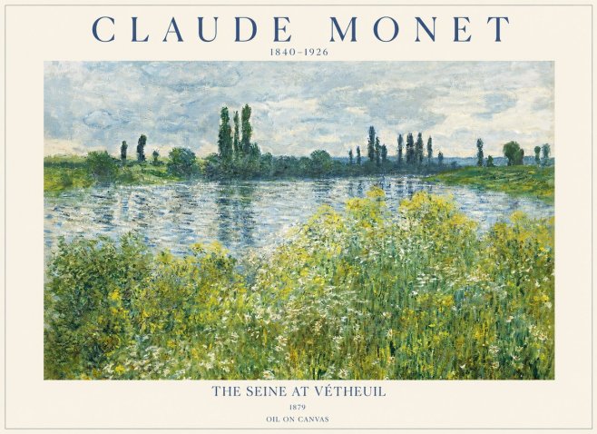 Monet The Seine at Vétheuil No1 - Affiche