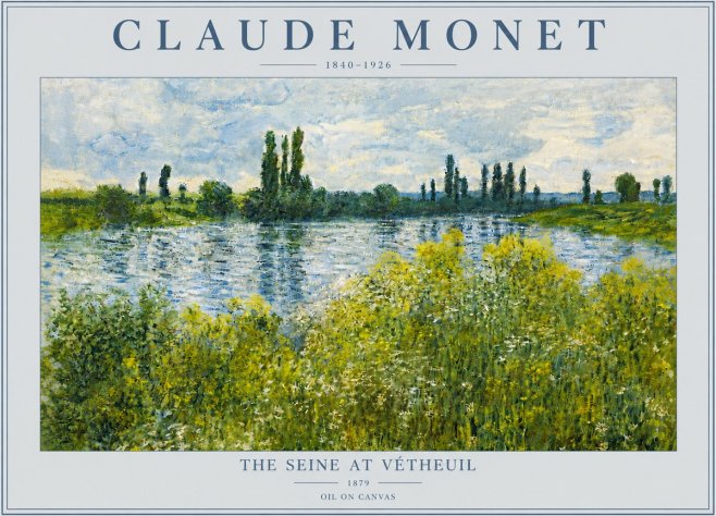 Monet The Seine at Vétheuil No5 - Affiche
