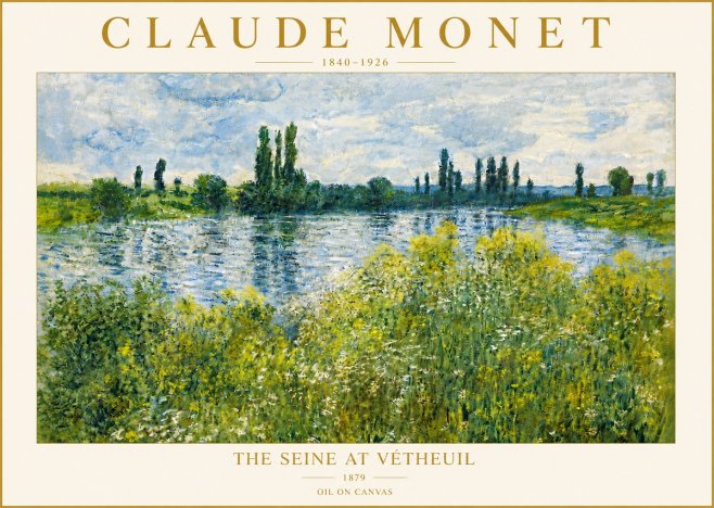 Monet The Seine at Vétheuil No6 - Affiche