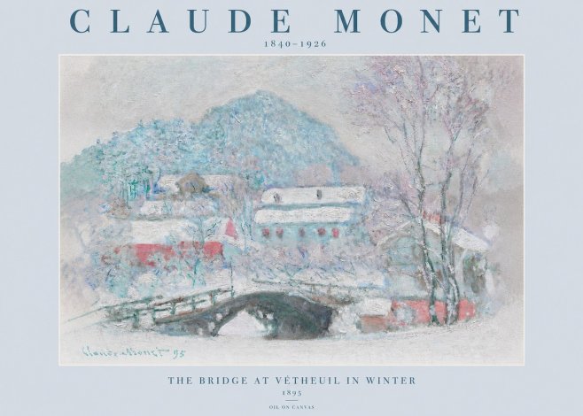 Monet The Bridge at Vétheuil in Winter No2 - Affiche