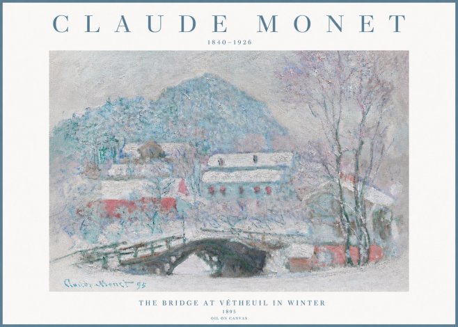 Monet The Bridge at Vétheuil in Winter No3 - Affiche