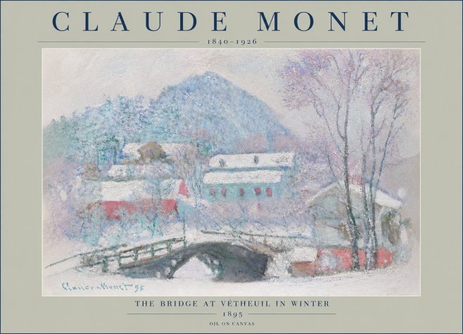 Monet The Bridge at Vétheuil in Winter No4 - Affiche