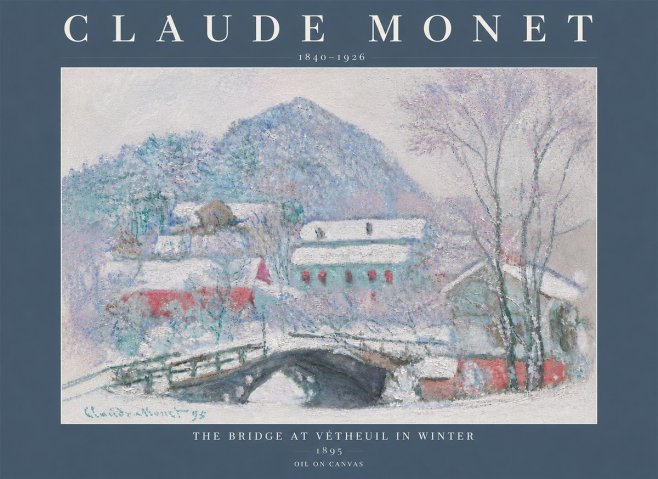 Monet The Bridge at Vétheuil in Winter No5 - Affiche