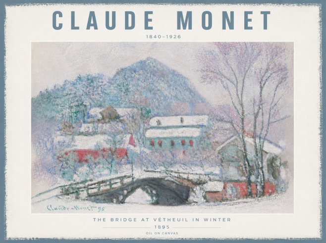 Monet The Bridge at Vétheuil in Winter No6 - Affiche