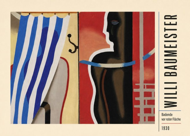 Willi Baumeister Badende Vor Roter Fläche No2 - Affiche