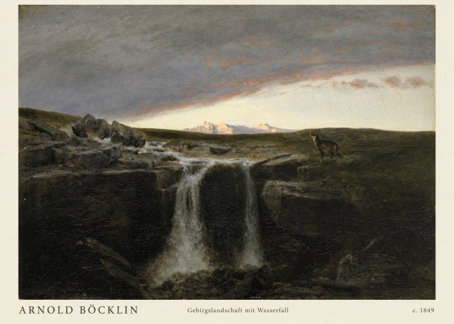 Arnold Böcklin Gebirgslandschaft Mit Wasserfall No2 - Affiche