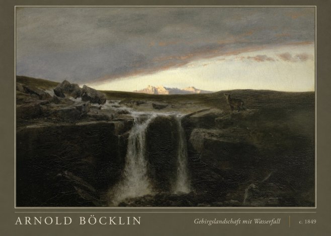 Arnold Böcklin Gebirgslandschaft Mit Wasserfall No3 - Affiche
