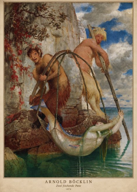 Arnold Böcklin Zwei Fischende Pane No2 - Affiche