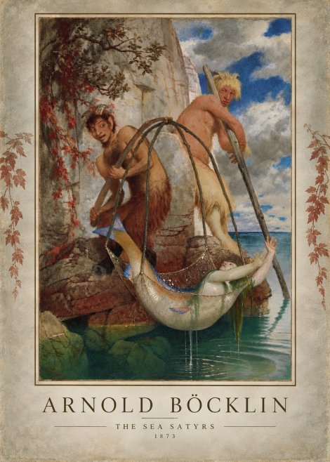 Arnold Böcklin Zwei Fischende Pane No6 - Affiche
