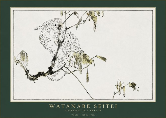 Watanabe Seitei Cockatoo on a Branch No2 - Affiche