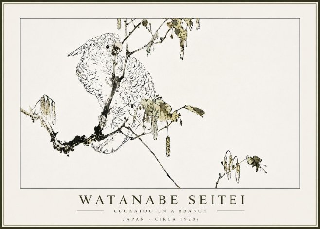 Watanabe Seitei Cockatoo on a Branch No5 - Affiche