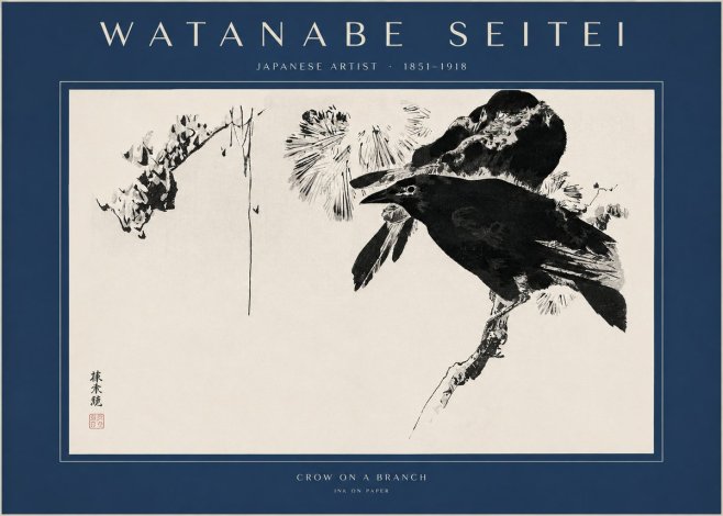Watanabe Seitei Crow on a Branch No2 - Affiche