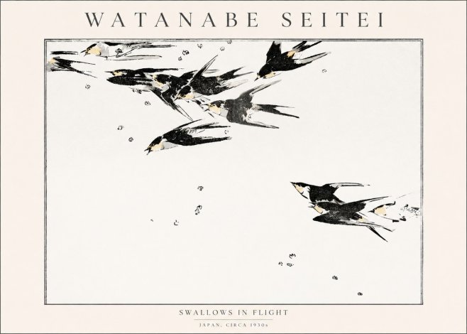 Watanabe Seitei Swallows in Flight No1 - Affiche