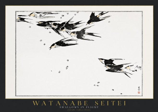 Watanabe Seitei Swallows in Flight No2 - Affiche