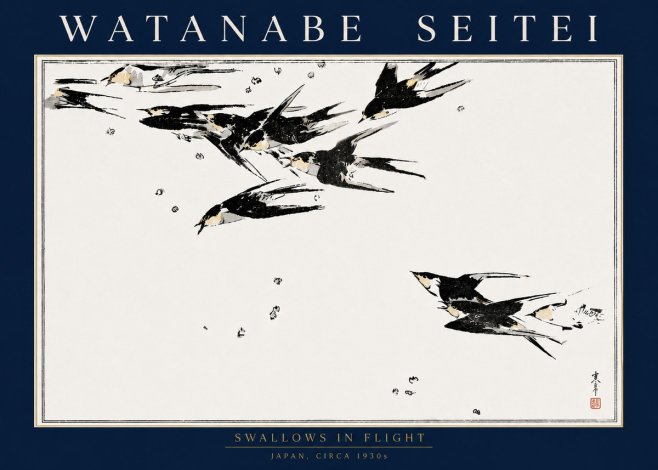 Watanabe Seitei Swallows in Flight No4 - Affiche