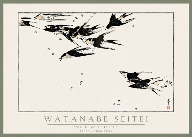 Watanabe Seitei Swallows in Flight No6 - Affiche
