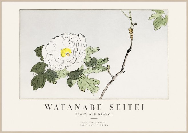 Watanabe Seitei Peony and Branch No1 - Affiche