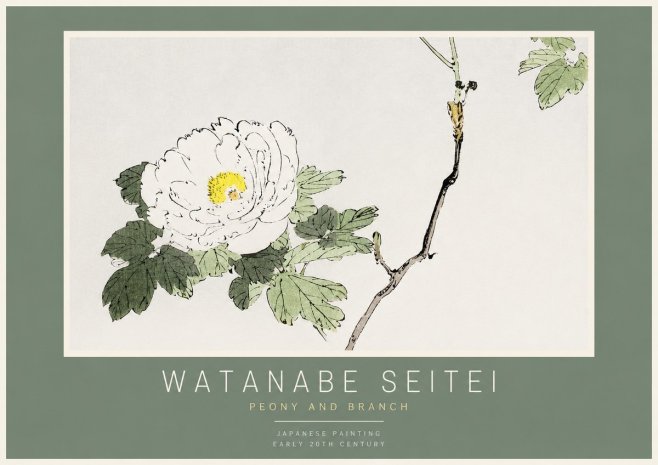 Watanabe Seitei Peony and Branch No2 - Affiche