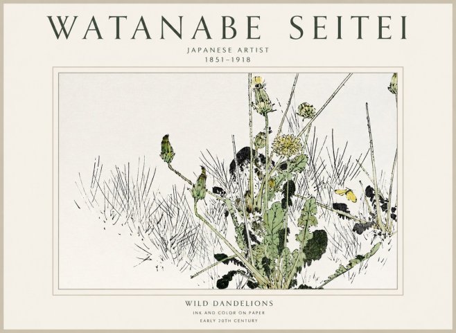 Watanabe Seitei Wild Dandelions No1 - Affiche
