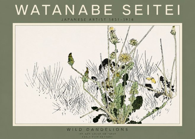 Watanabe Seitei Wild Dandelions No5 - Affiche