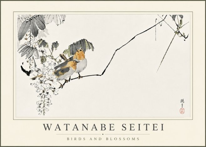 Watanabe Seitei Birds and Blossoms No5 - Affiche