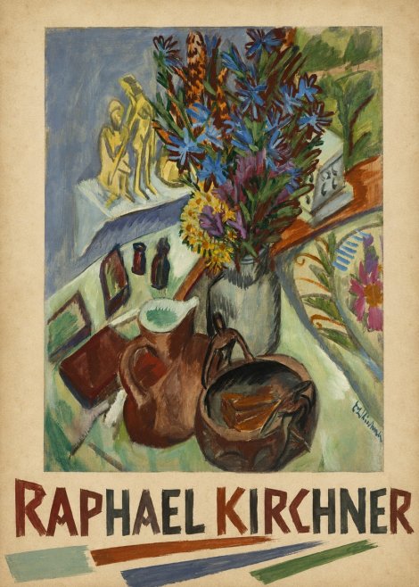 Raphael Kirchner Still Life with Blue Flowers and Figurines No6 - Affiche