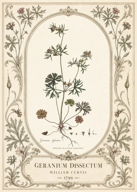 William Curtis Geranium Dissectum I No3 - Affiche