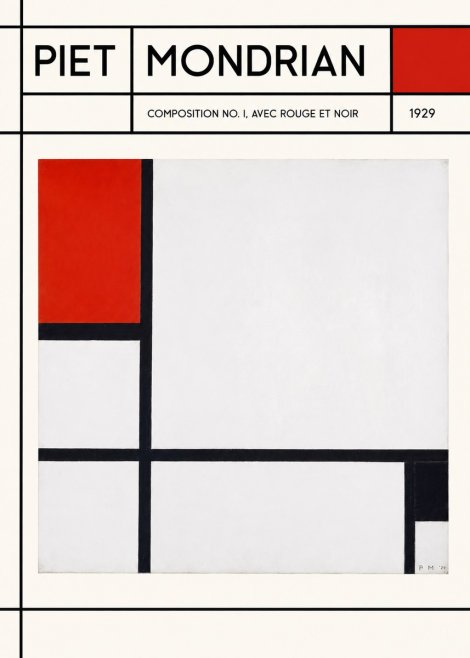 Piet Mondrian Composition No. I, Avec Rouge Et Noir No2 - Affiche