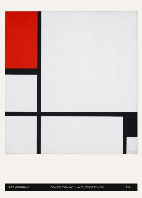 Piet Mondrian Composition No. I, Avec Rouge Et Noir No5 - Affiche
