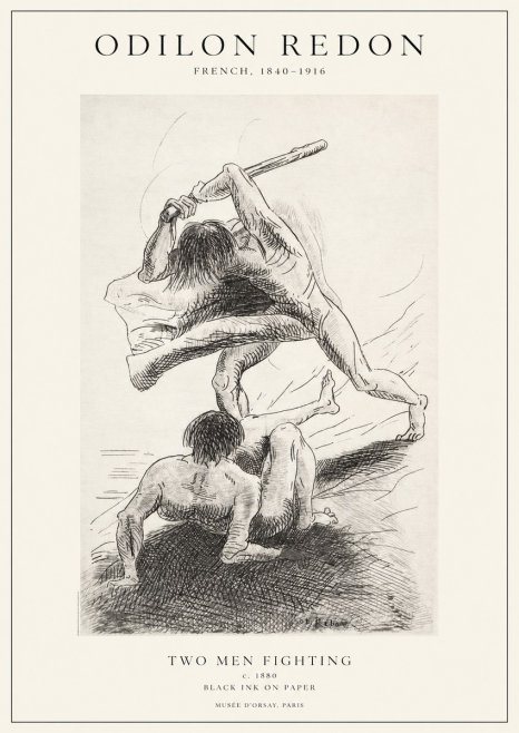Odilon Redon Two Men Fighting No1 - Affiche