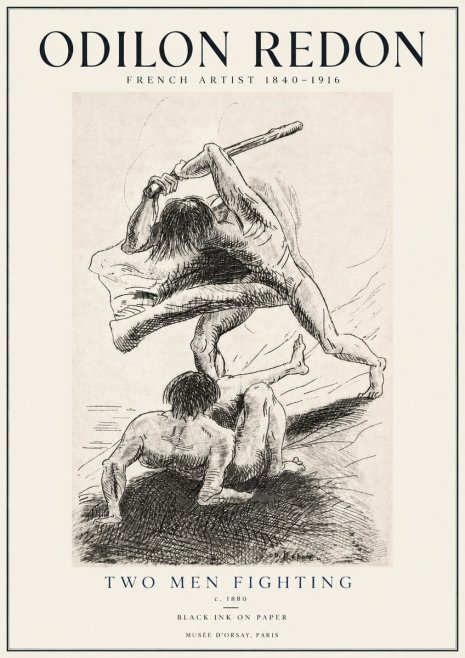 Odilon Redon Two Men Fighting No4 - Affiche