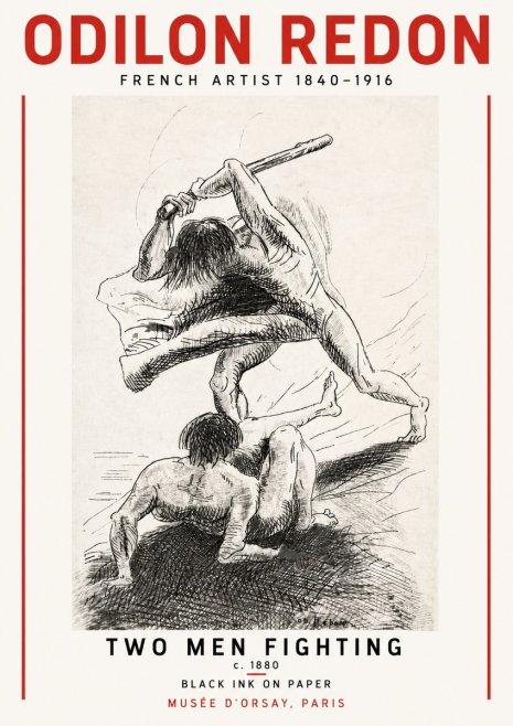 Odilon Redon Two Men Fighting No5 - Affiche