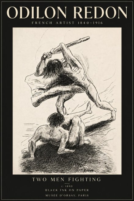 Odilon Redon Two Men Fighting No6 - Affiche