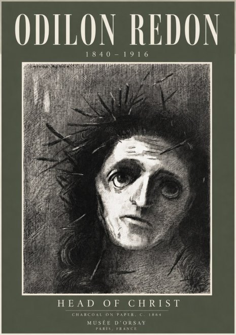 Odilon Redon Head of Christ I No5 - Affiche