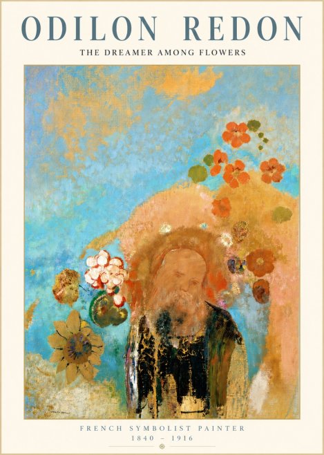 Odilon Redon The Dreamer Among Flowers No4 - Affiche