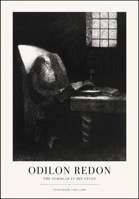 Odilon Redon The Scholar in His Study No1 - Affiche