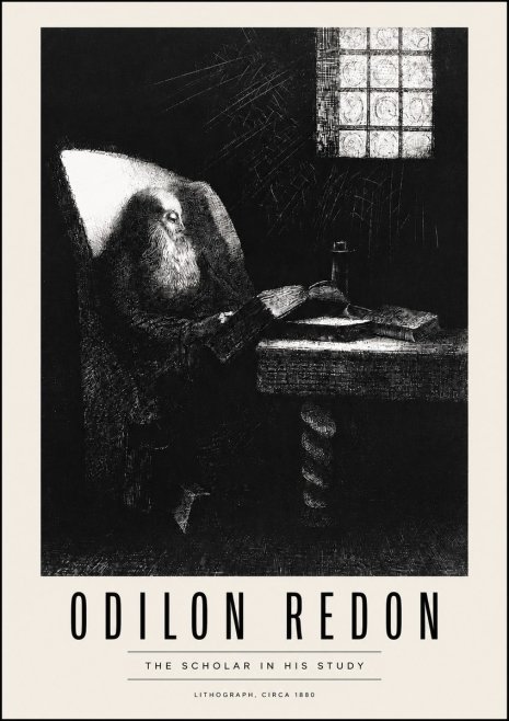 Odilon Redon The Scholar in His Study No4 - Affiche