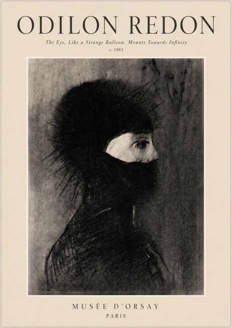 Odilon Redon The Eye, Like a Strange Balloon, Mounts Towards Infinity No3 - Affiche